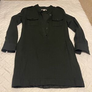 Banana Republic Dark Green Button-Up Mini Dress